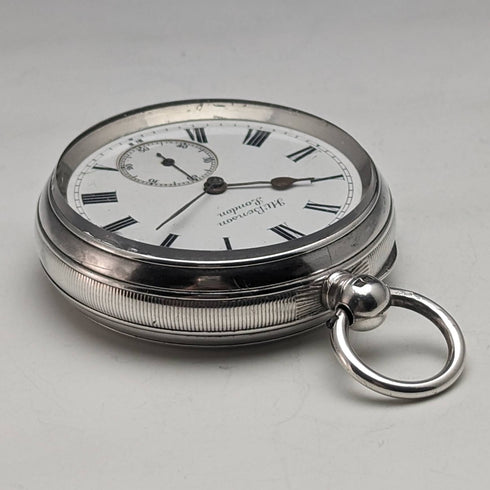 1898 British antique Benson LUDGATE silver side key winding pocket watch works well